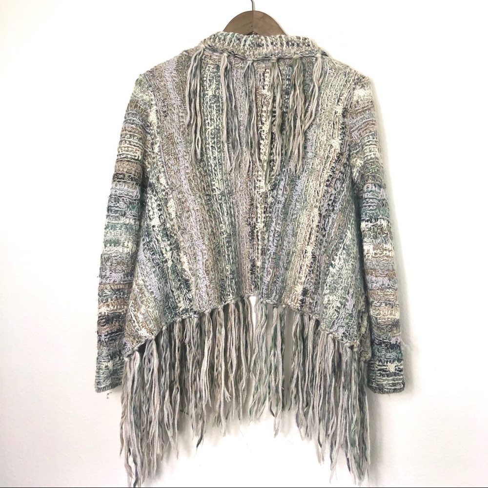 Free People Fringe Knit Cardigan Shawl Wool Alpaca - Picture 5 of 7